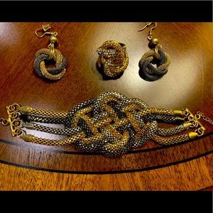 Cache Jewelry Set Bracelet, Earrings, Ring Size 7